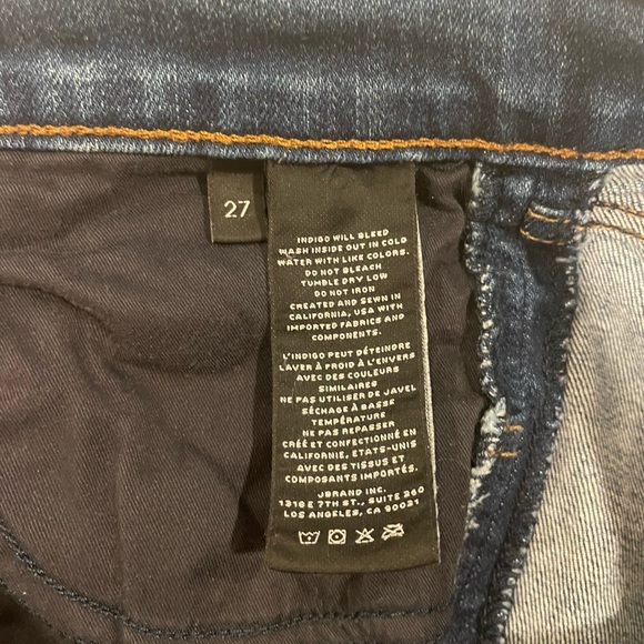 J BRAND 811 Mid Rise Skinny Reflective Raw Hem Tuxedo Stripe Jeans - Picture 6 of 6